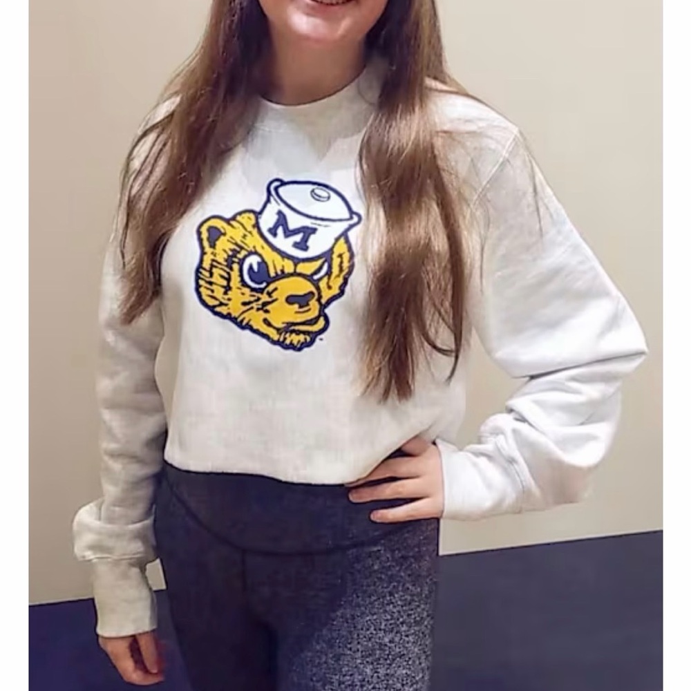 UNIVERSITY OF MICHIGAN WOLVERINES  - Champion Cropped Gray Sweatshirt